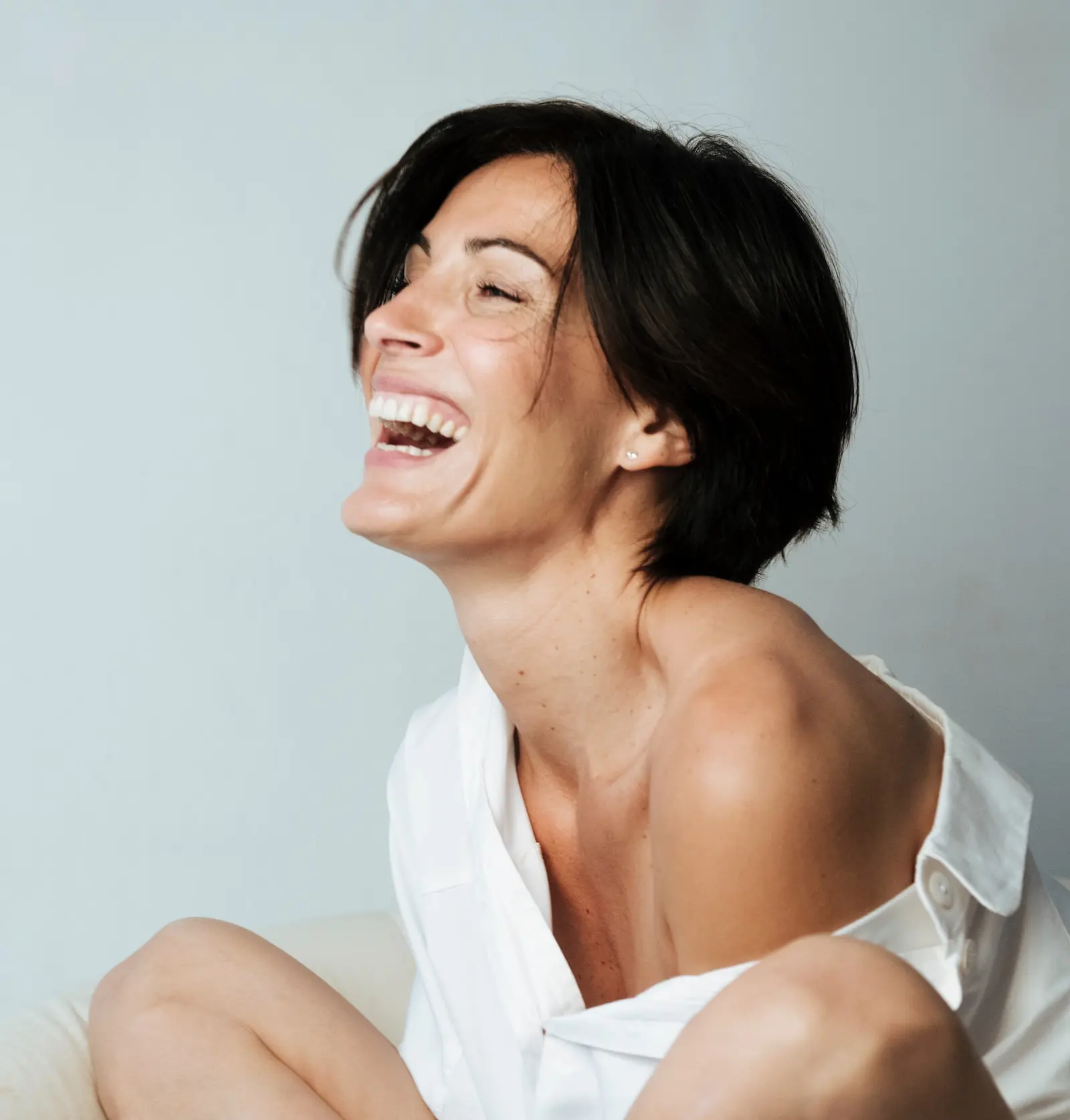 beautiful laughing mature woman